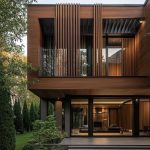 طراحی نمای ساختمان یک طبقه با چوب