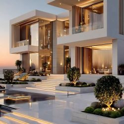 نورپردازی نمای ساختمان یک‌طبقه